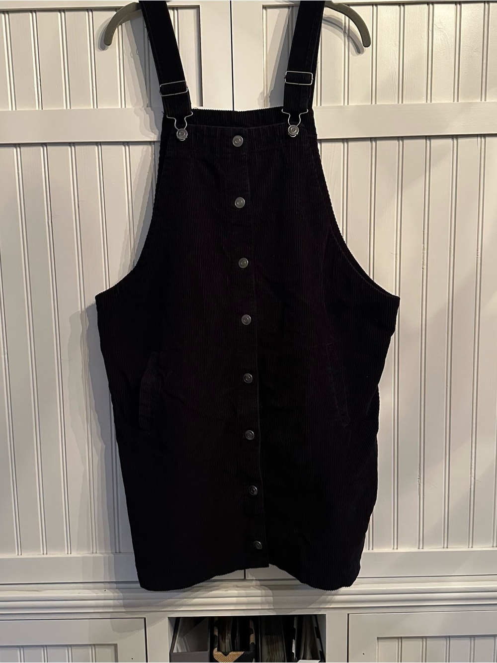 Celebrity Pink Women's Black Corduroy Button-Front Overall Pinafore Dress XXL